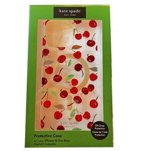 Kate Spade iPhone 16 Pro Max Red Cherry Dot Gem Glitter MagSafe Phone Case Clear